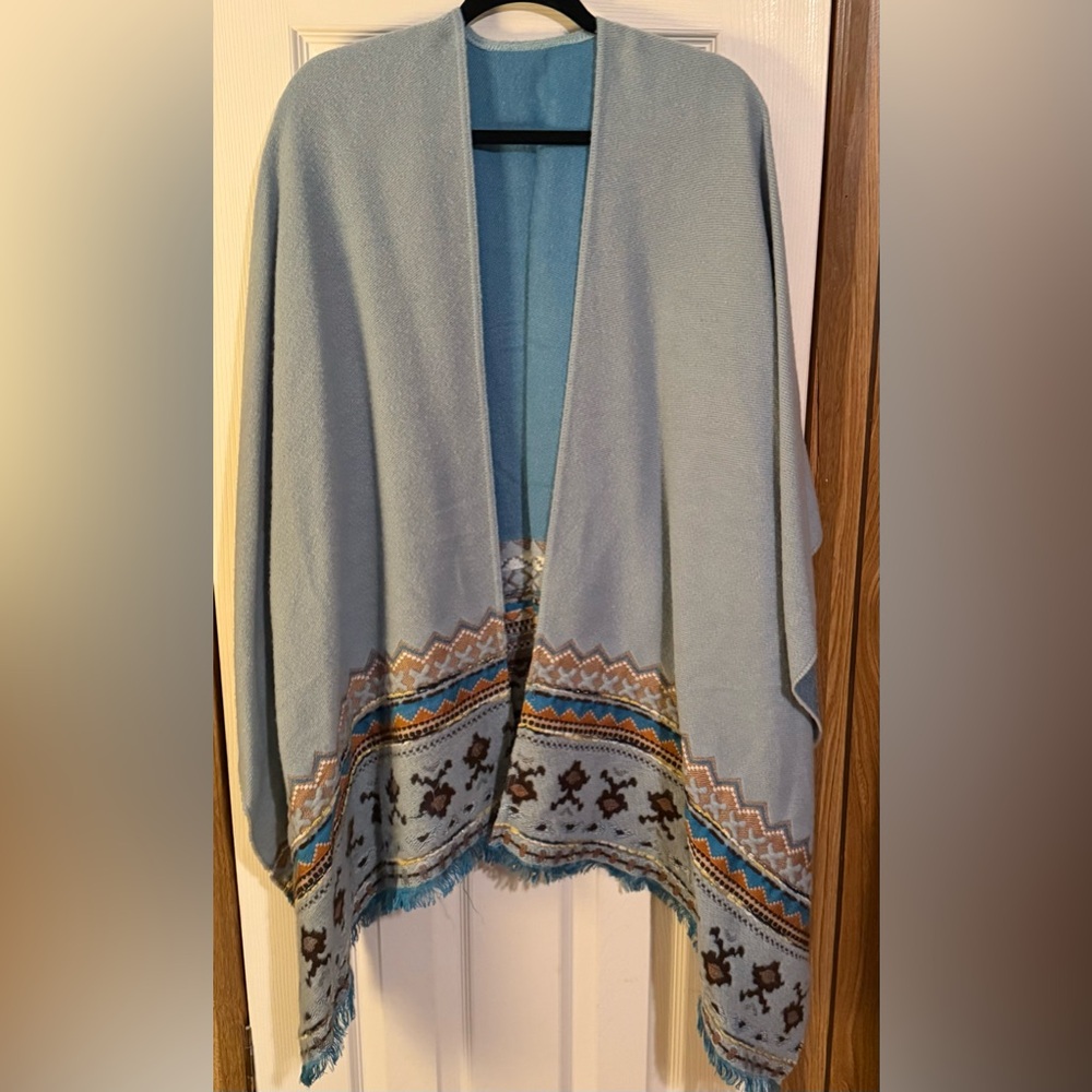Randolph Duke Light Blue Patterned Shawl/Wrap